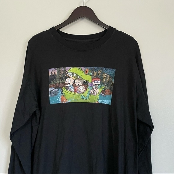 DUMBGOOD Men’s Rugrats Long Sleeve Tee Black Large - Picture 2 of 4